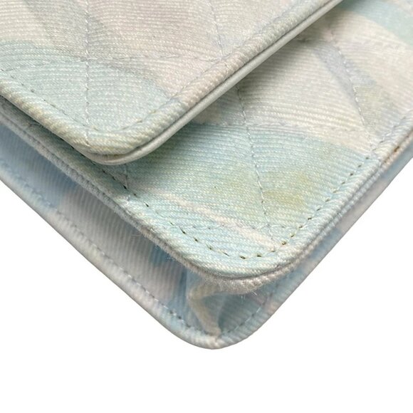 Auth CHANEL Matelasse AP0250 Light Blue White Multi Denim Other Style Wallet - Picture 7 of 14